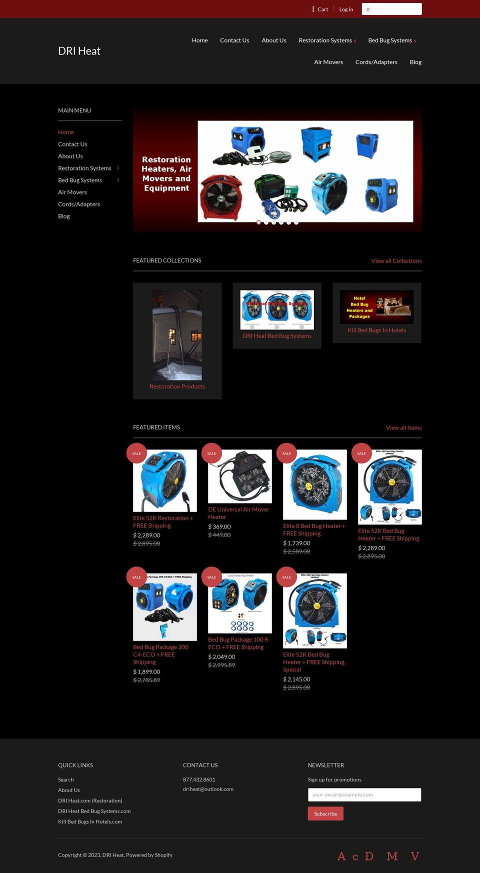 dri-heat.myshopify.com shopify website screenshot