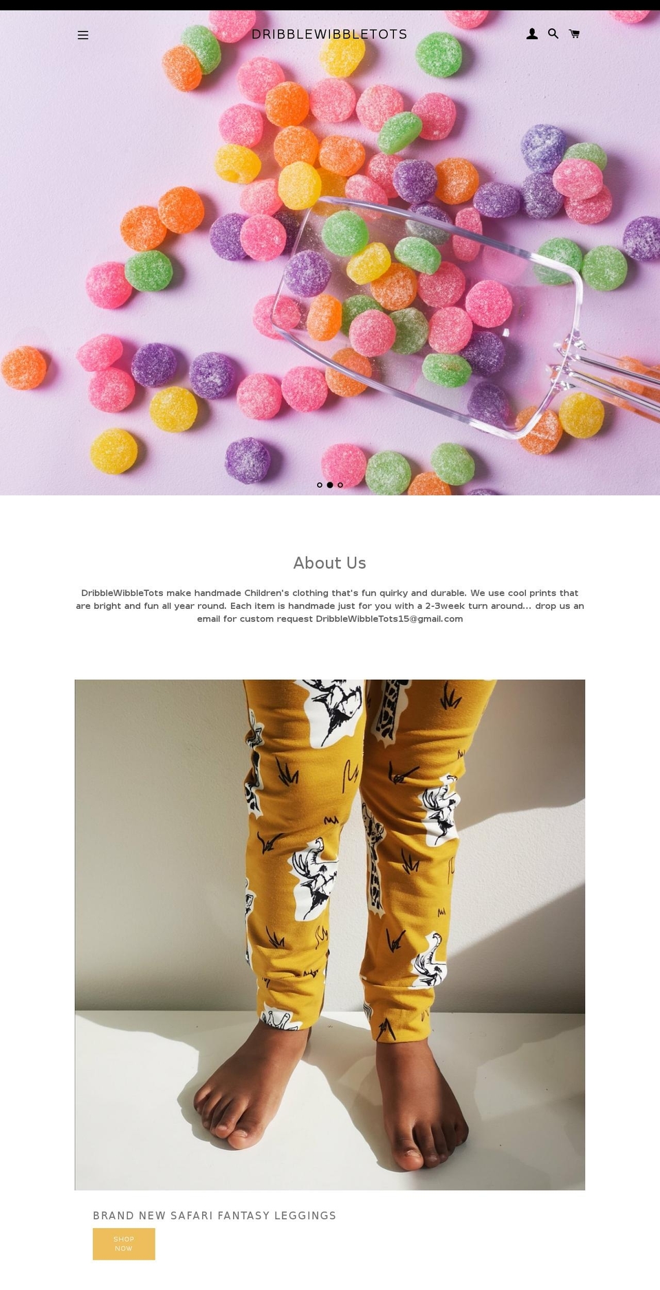 dribblewibbletots.co.uk shopify website screenshot