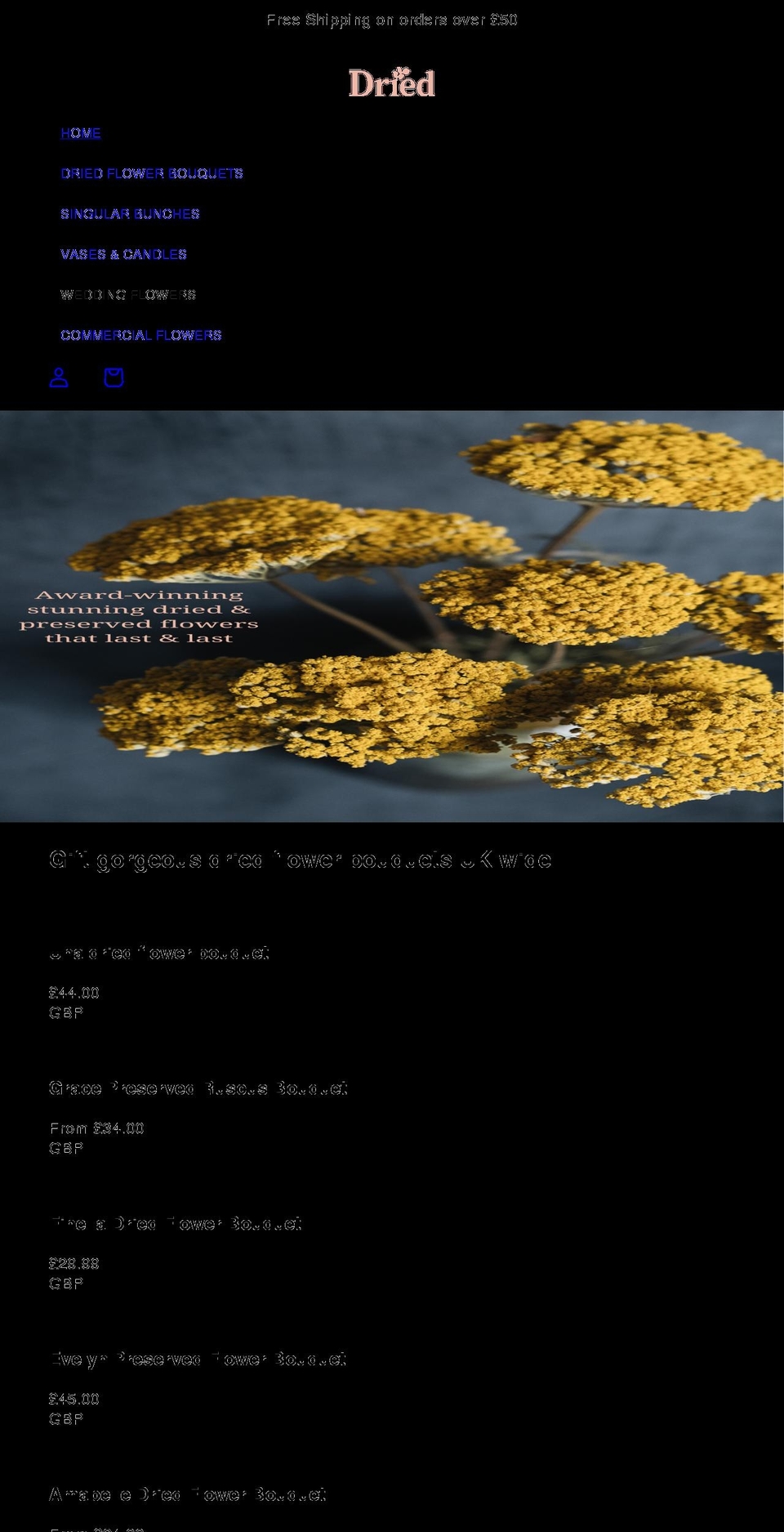 dried-flowers.co.uk shopify website screenshot