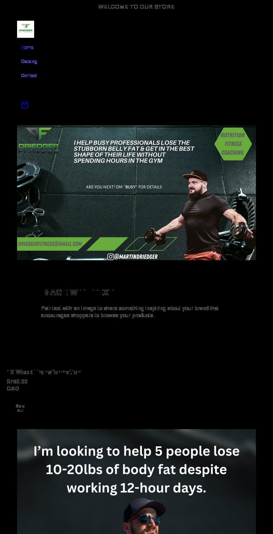 driedgerfitness.com shopify website screenshot