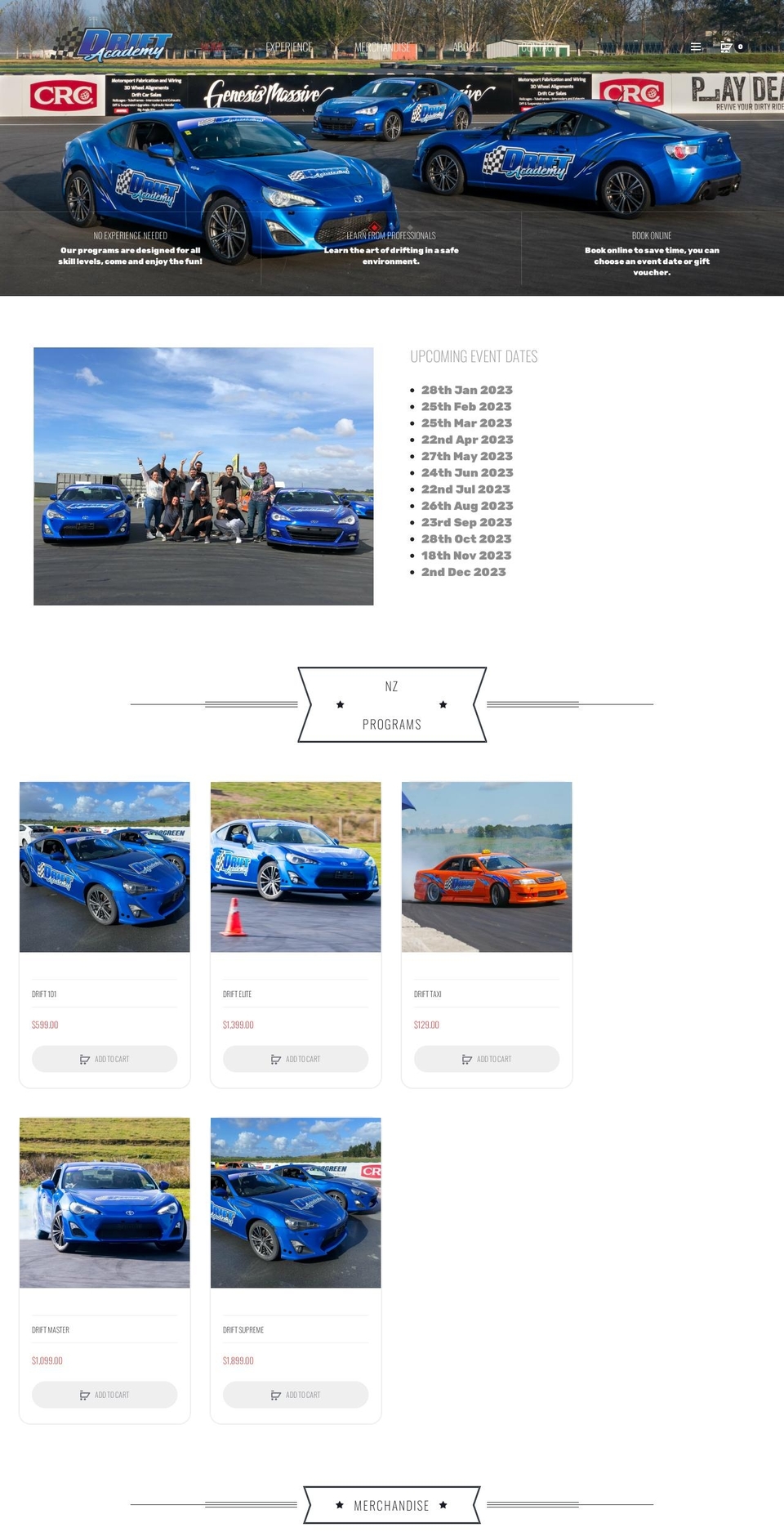 driftacademy.co.nz shopify website screenshot