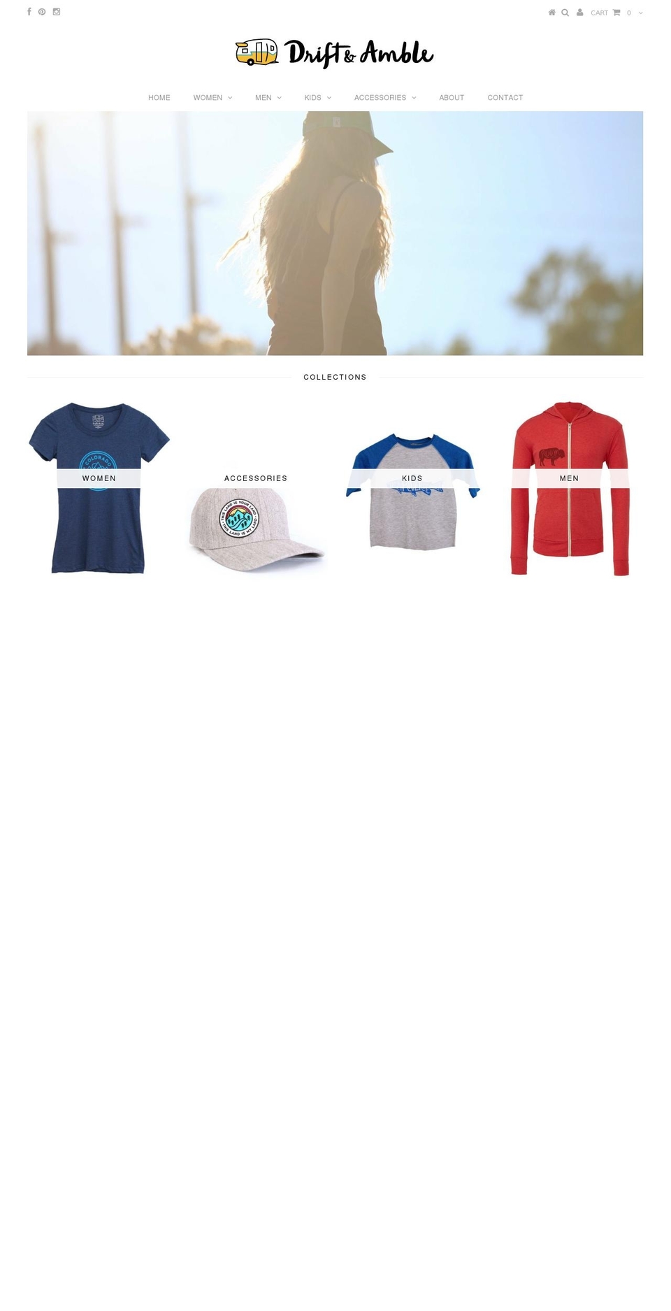 driftandamble.com shopify website screenshot