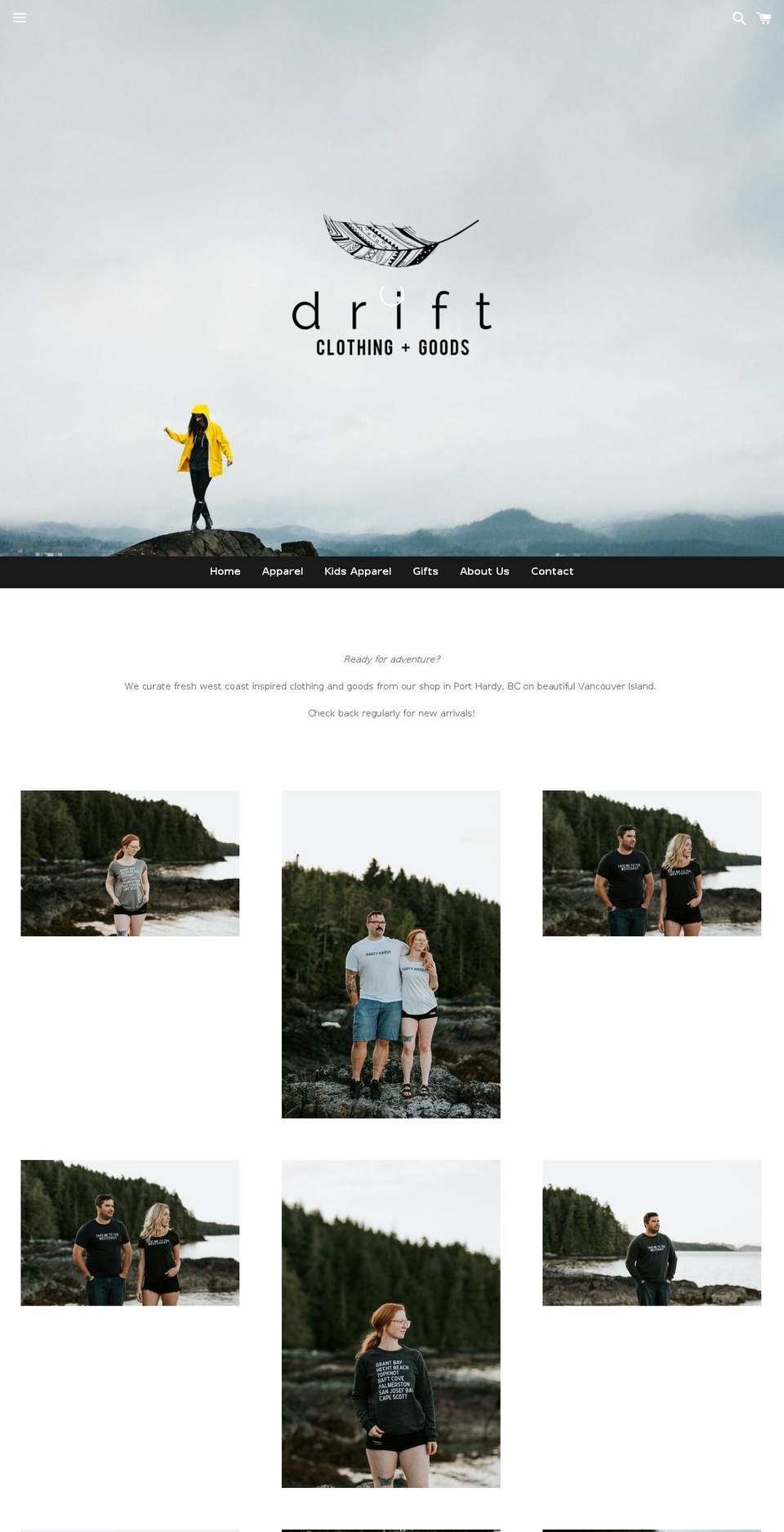 driftclothingandgoods.com shopify website screenshot