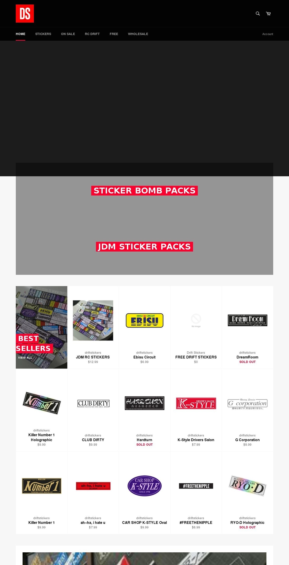 driftdecals.com shopify website screenshot