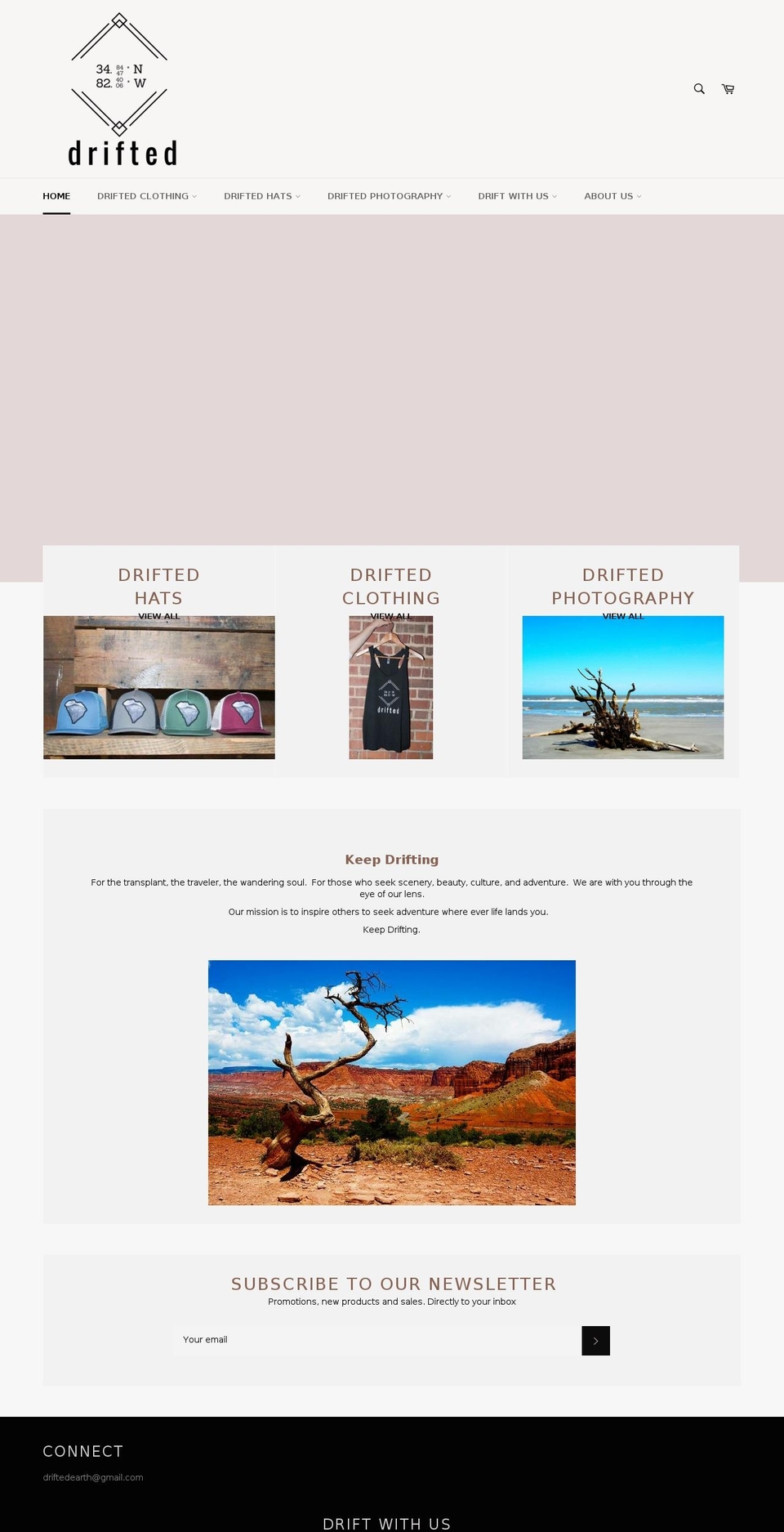 driftedearth.com — Shopify storefront screenshot