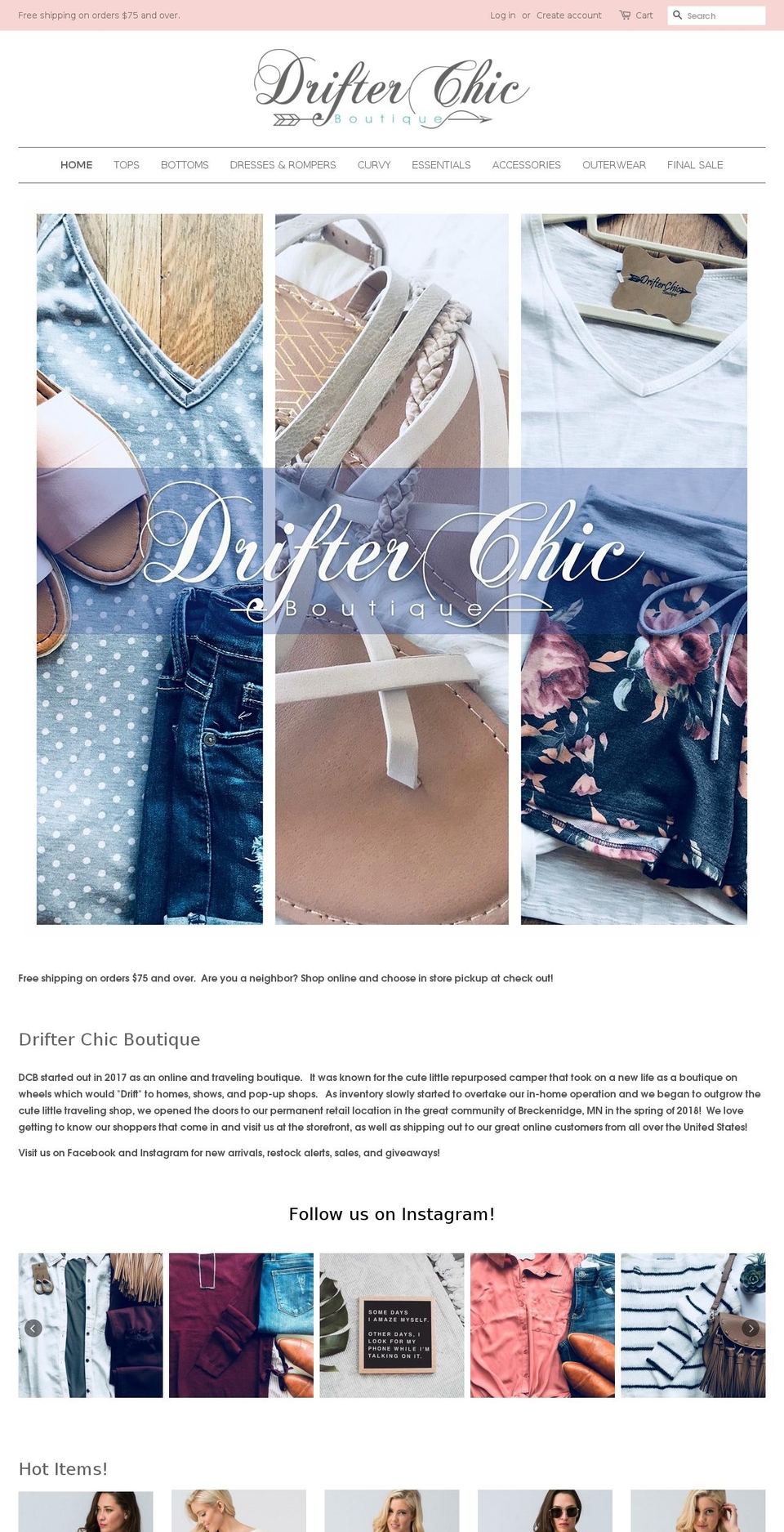 drifterchicboutique.com — Shopify storefront screenshot