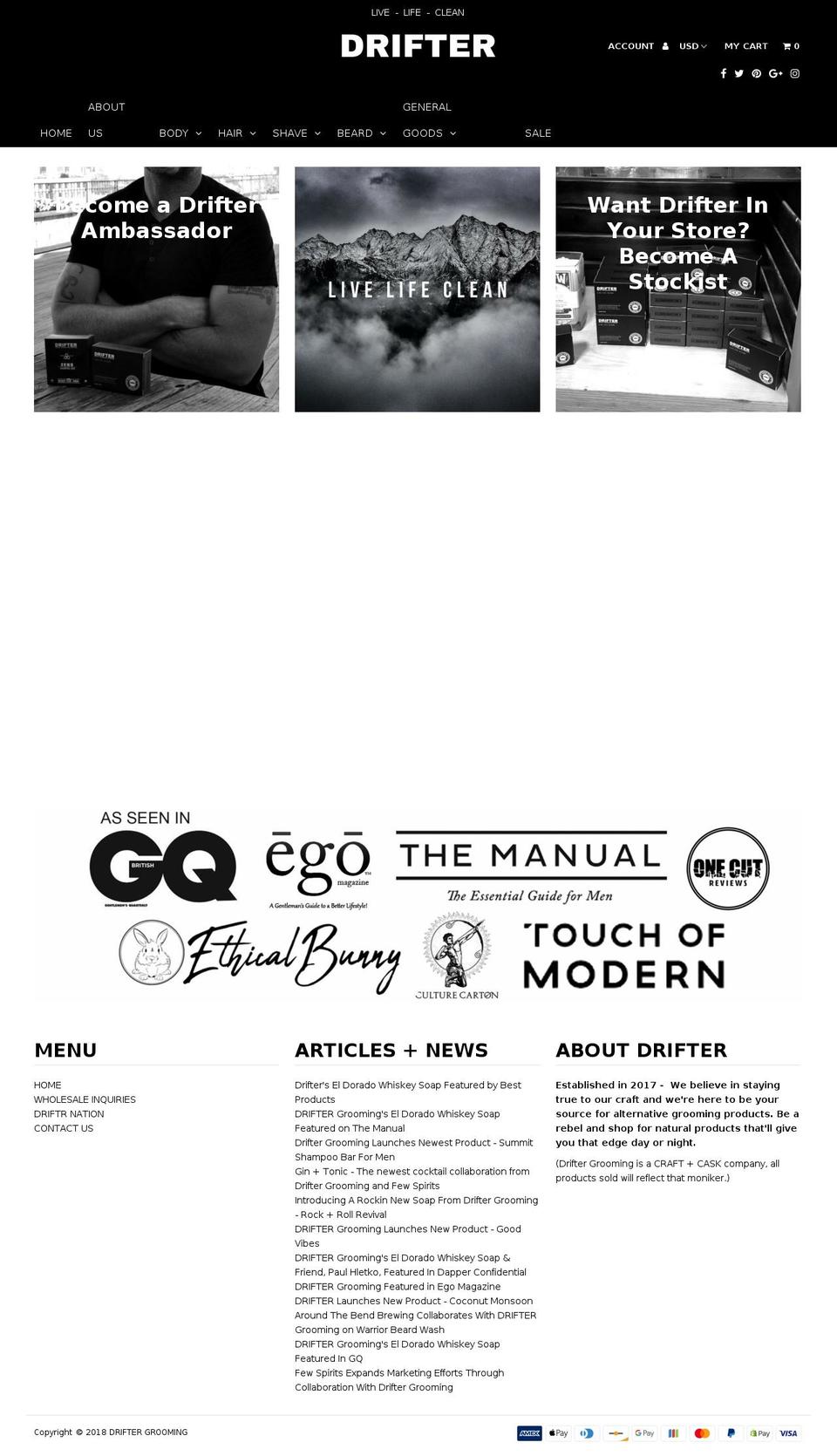 driftersoaps.com — Shopify storefront screenshot