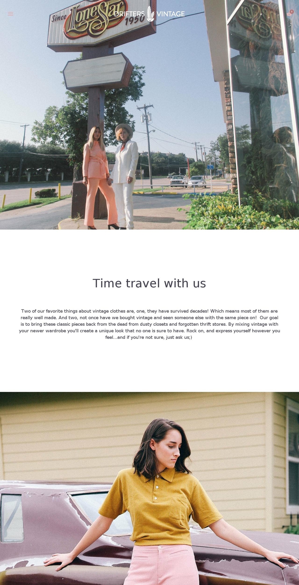 driftersvintage.com shopify website screenshot