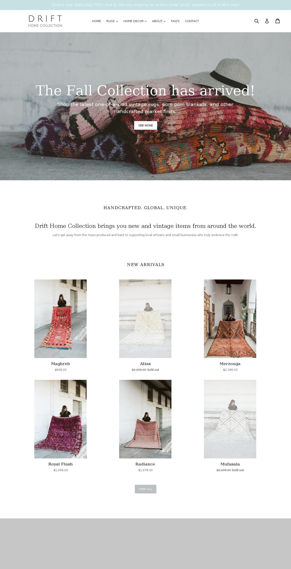 drifthomecollection.com — Shopify storefront screenshot
