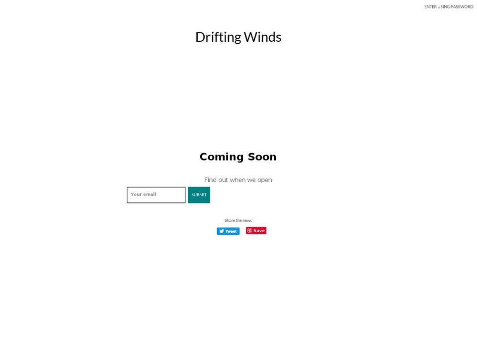driftingwinds.com shopify website screenshot