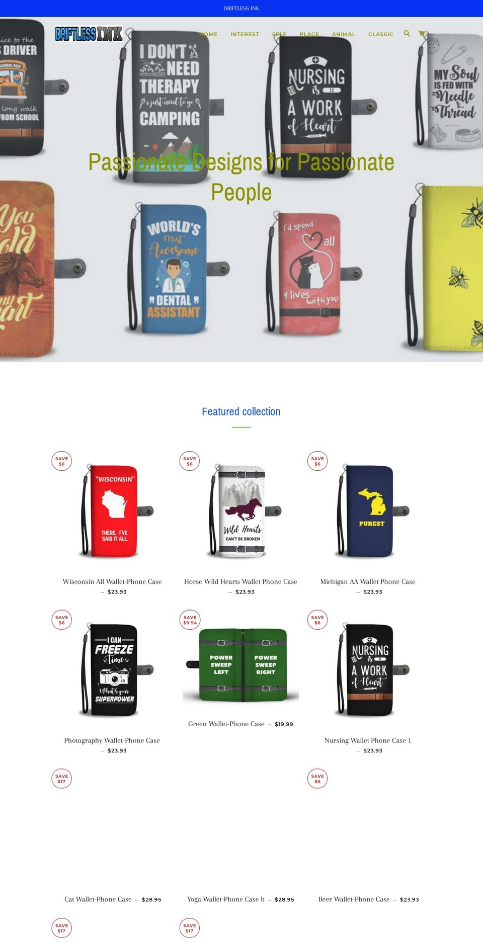 driftlessink.com — Shopify storefront screenshot
