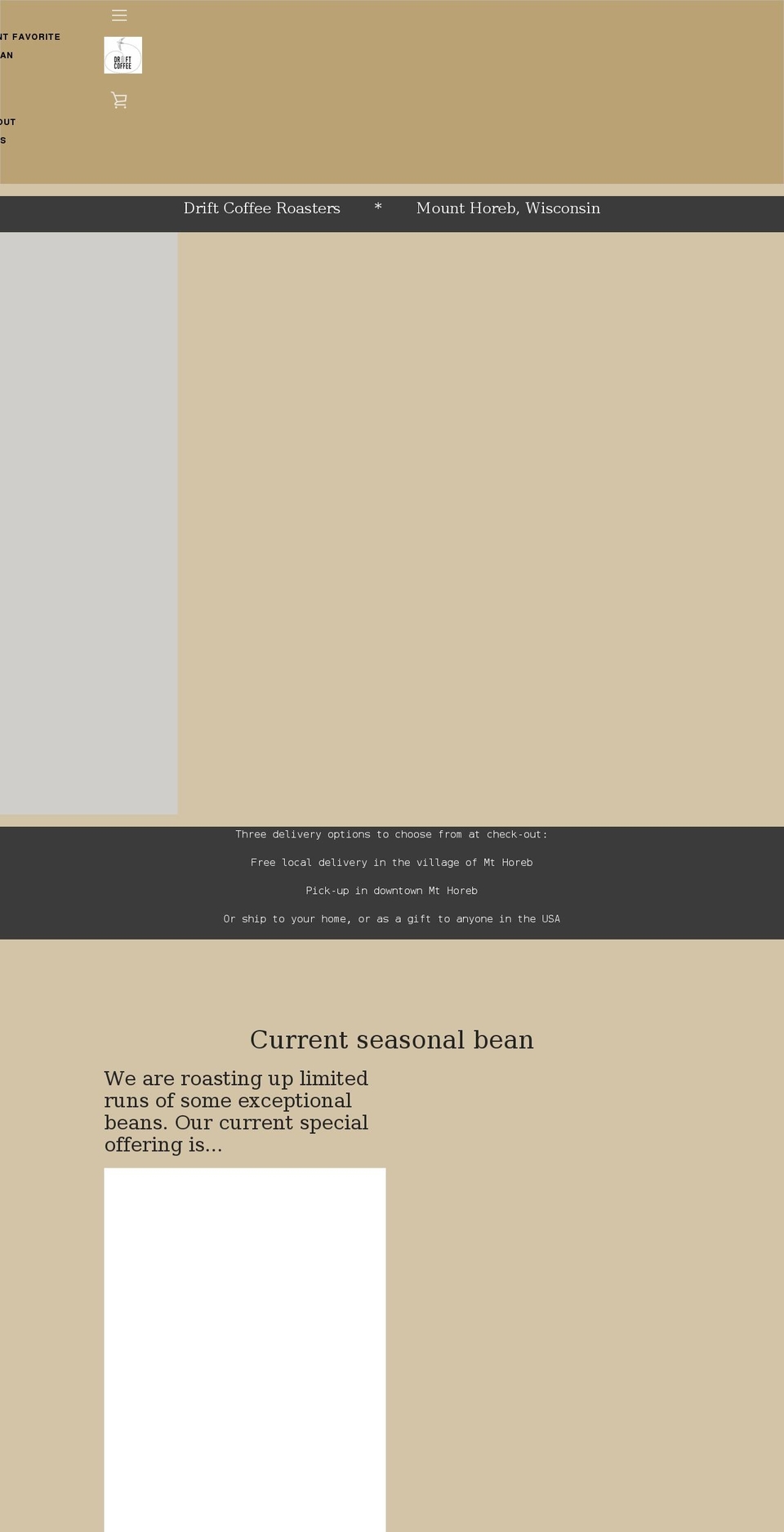 driftroasters.com shopify website screenshot