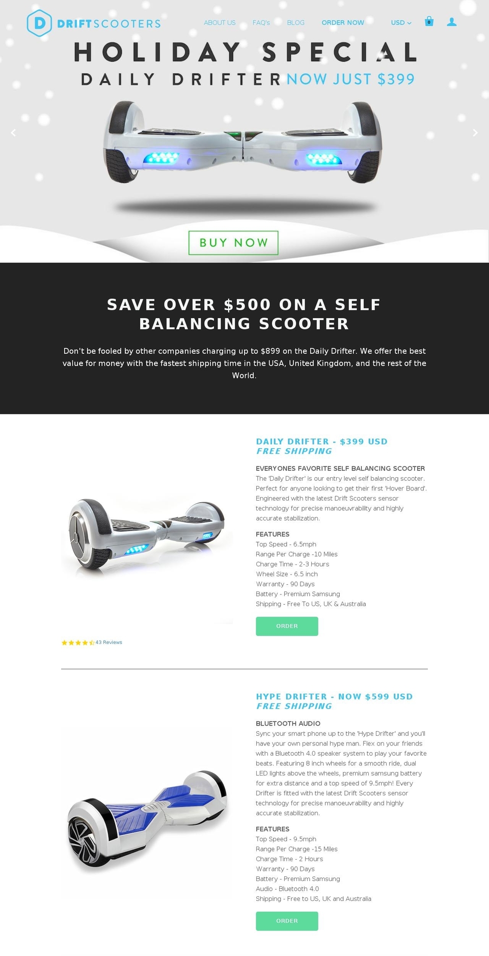 Startup Shopify theme site example driftscooters.com
