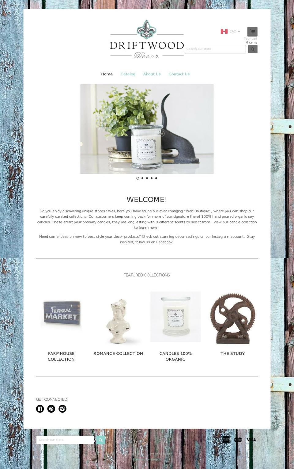 driftwood-decor.com shopify website screenshot