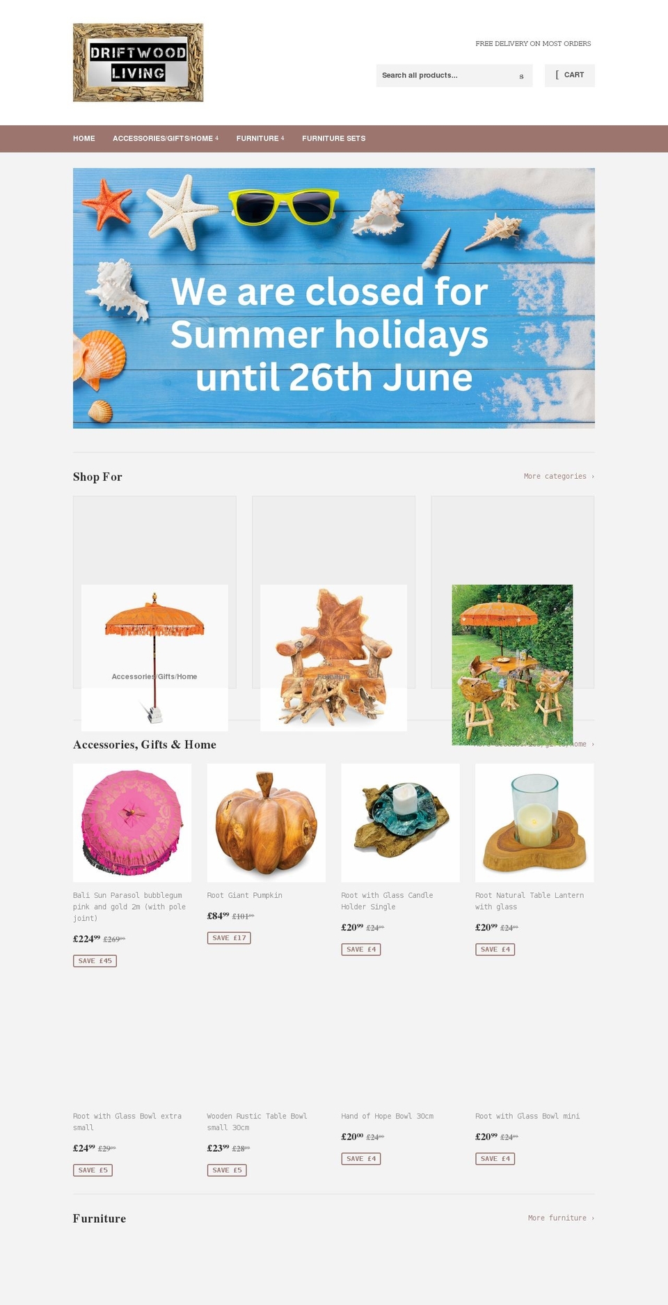 driftwoodliving.co.uk shopify website screenshot