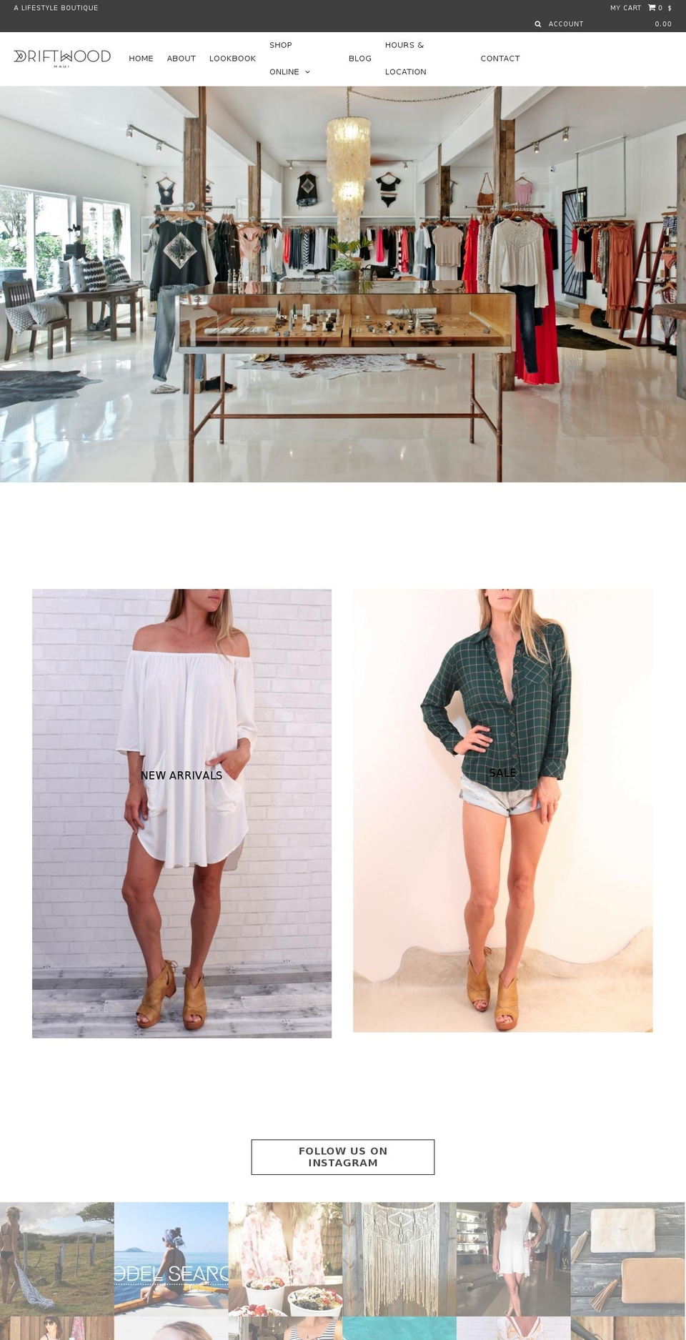 driftwoodmaui.com shopify website screenshot