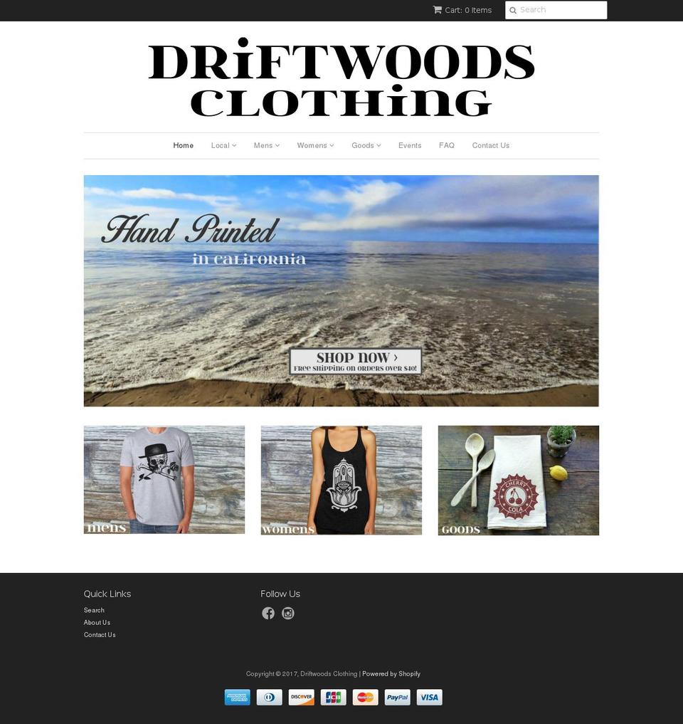 driftwoods.us shopify website screenshot