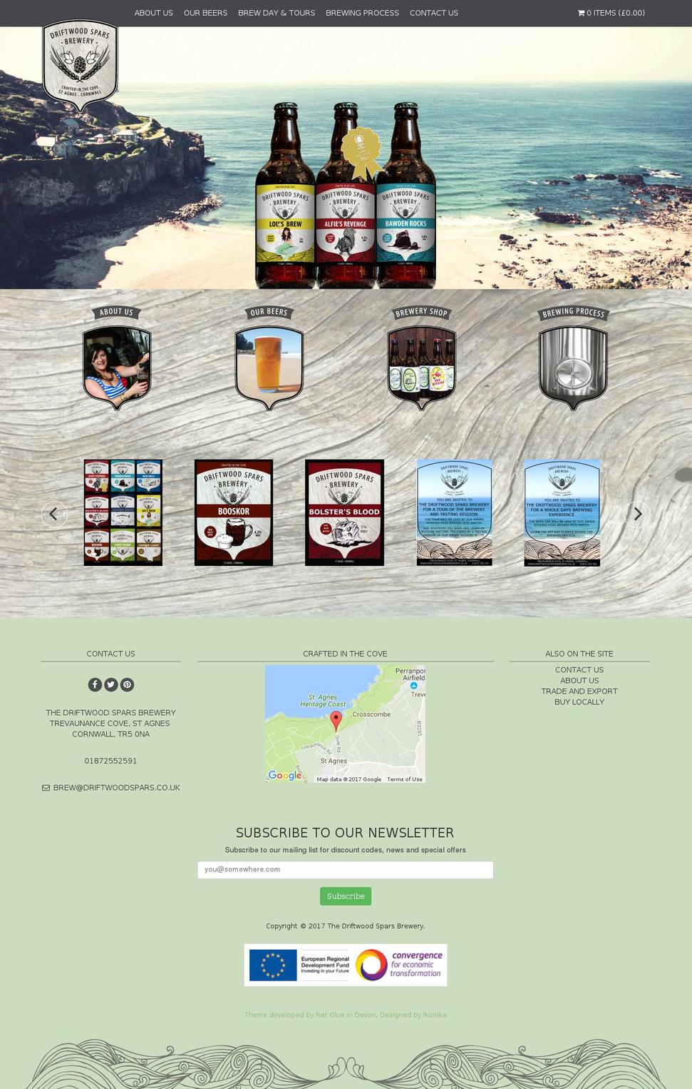driftwoodsparsbrewery.com shopify website screenshot