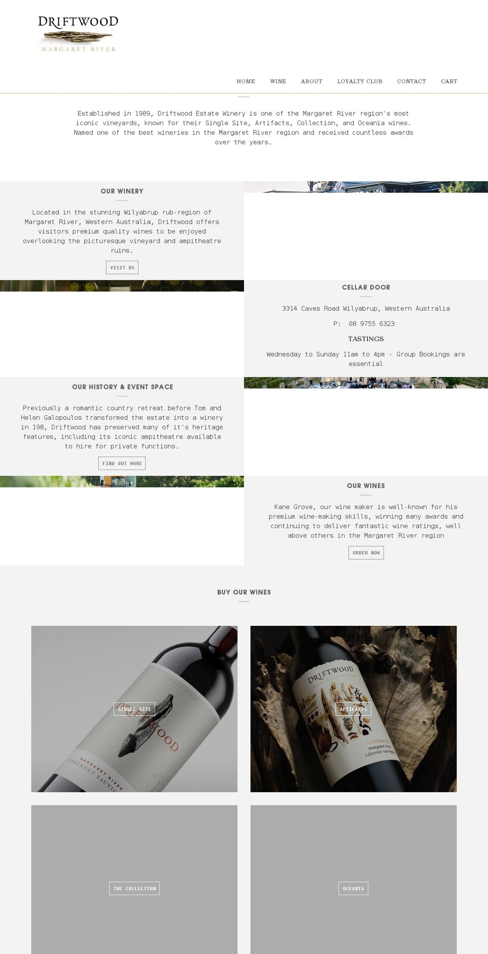 driftwoodwines.com.au shopify website screenshot