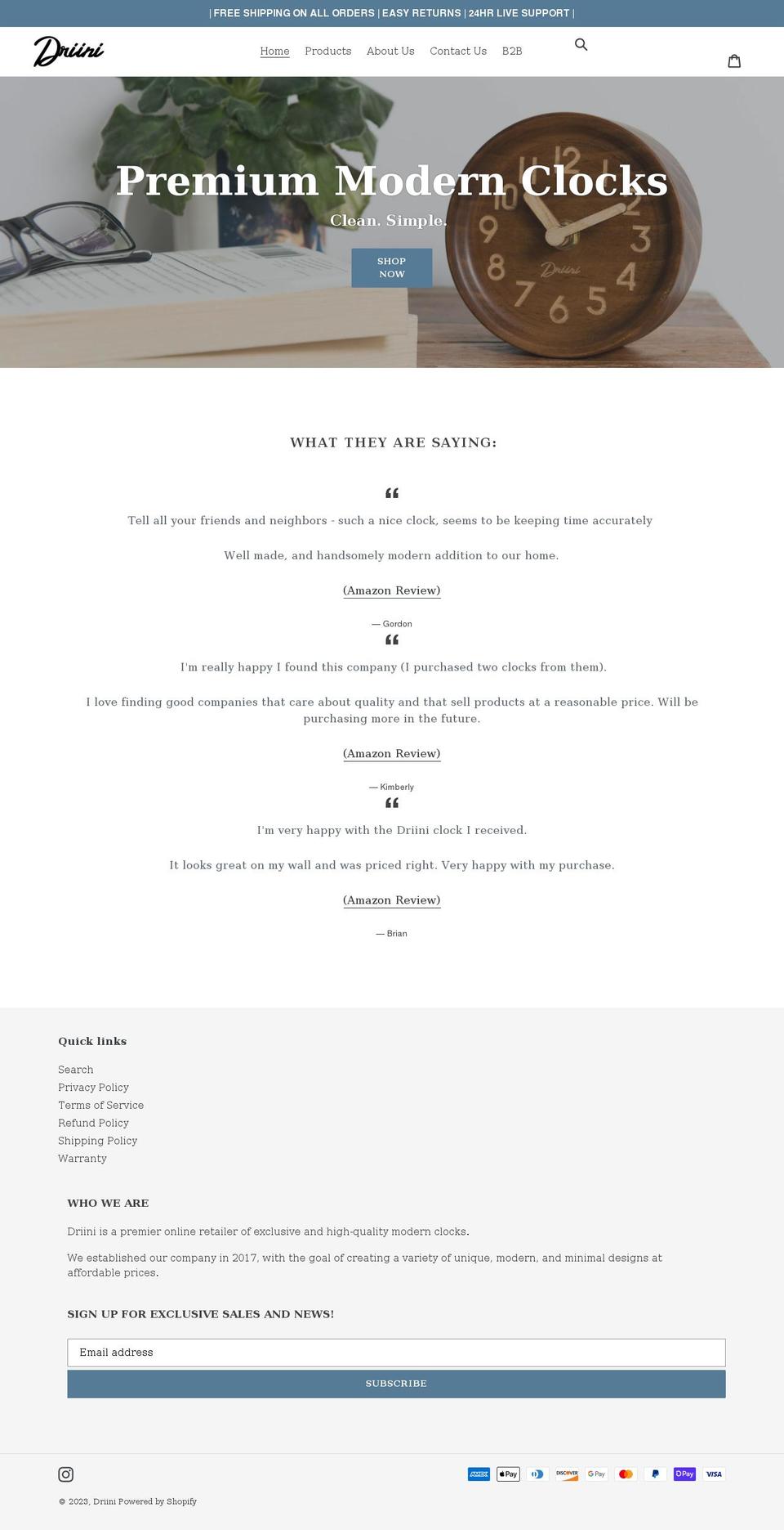 driini.com shopify website screenshot