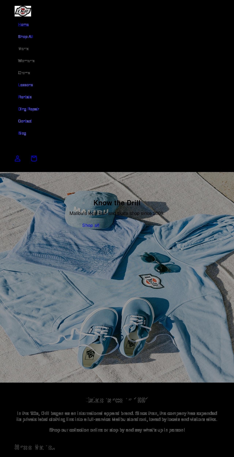 drillsurfskate.com shopify website screenshot