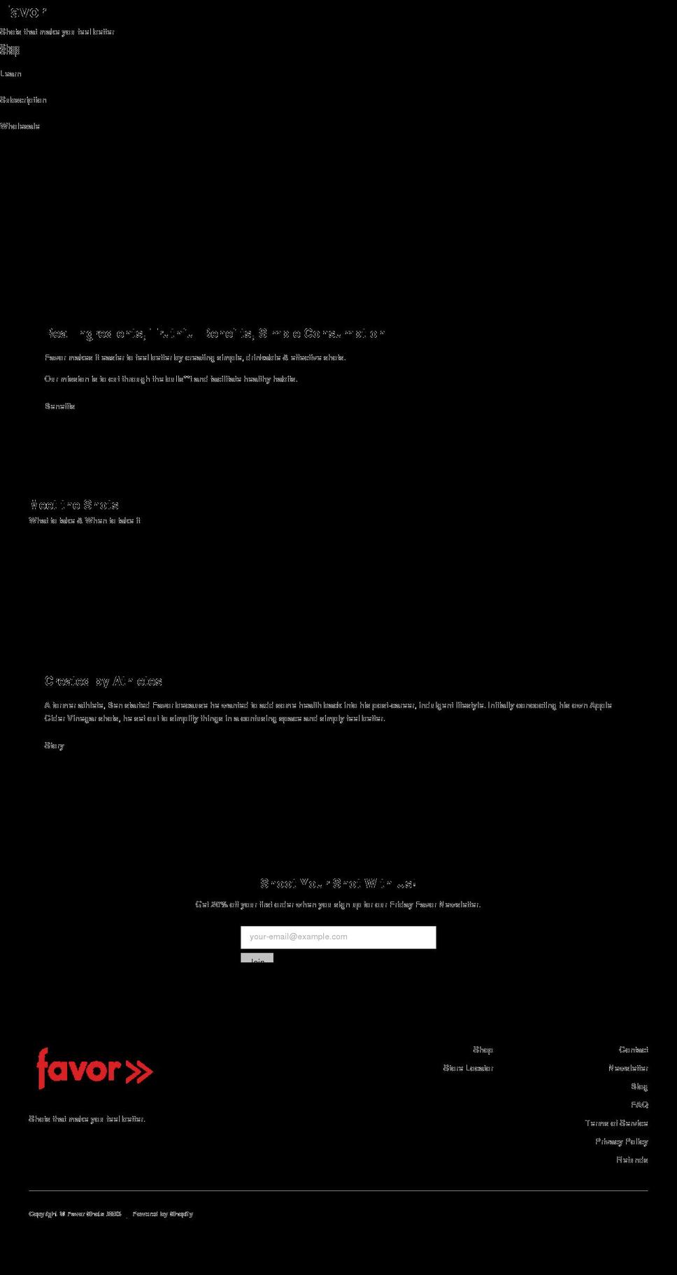 drinkafavor.com shopify website screenshot