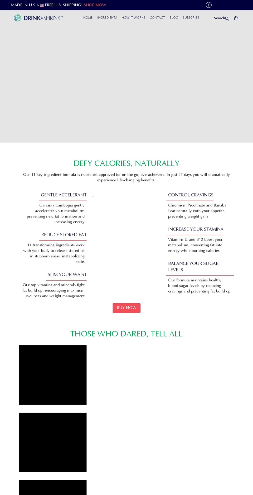 drinkandshrink.com shopify website screenshot