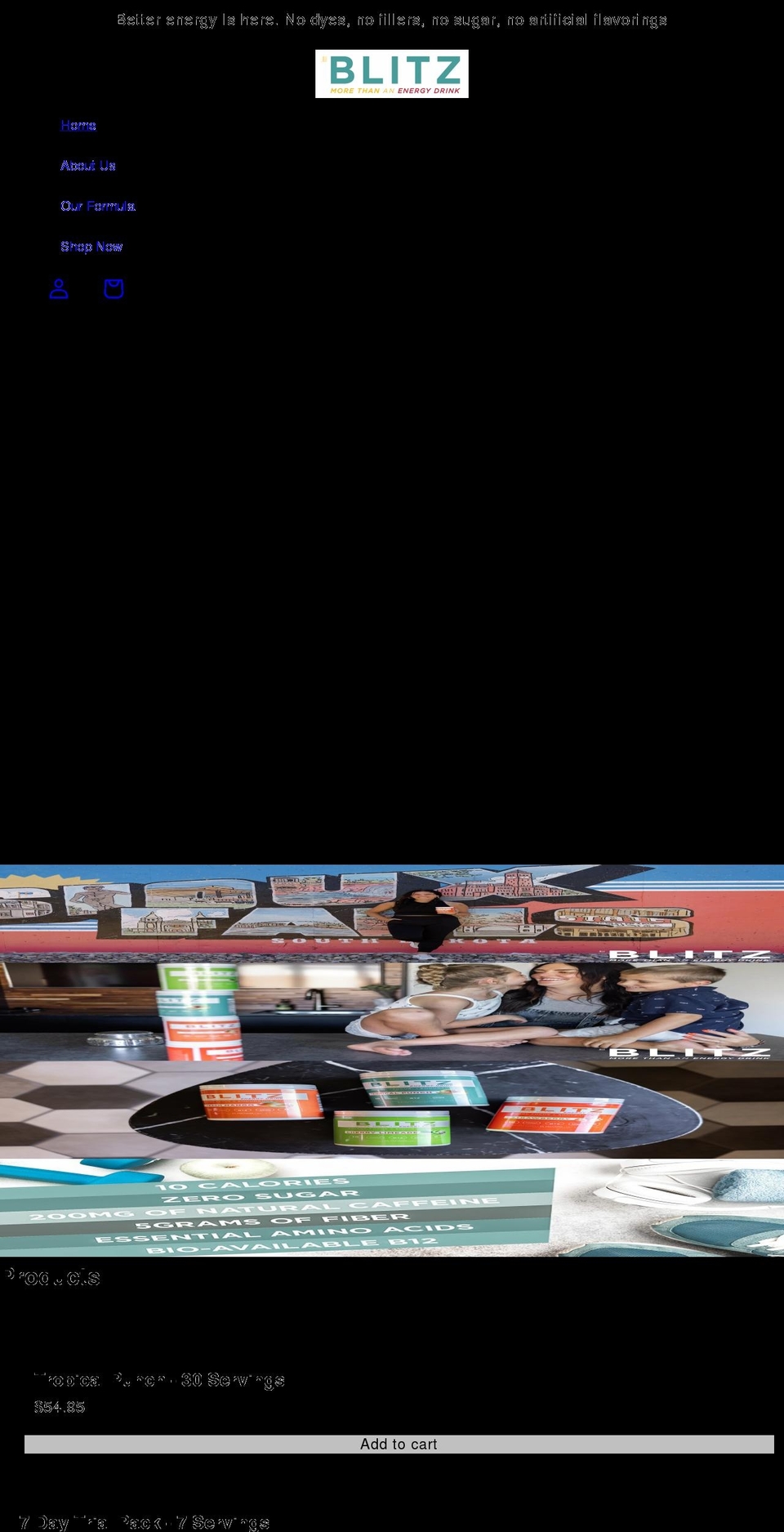 drinkblitzenergy.com shopify website screenshot