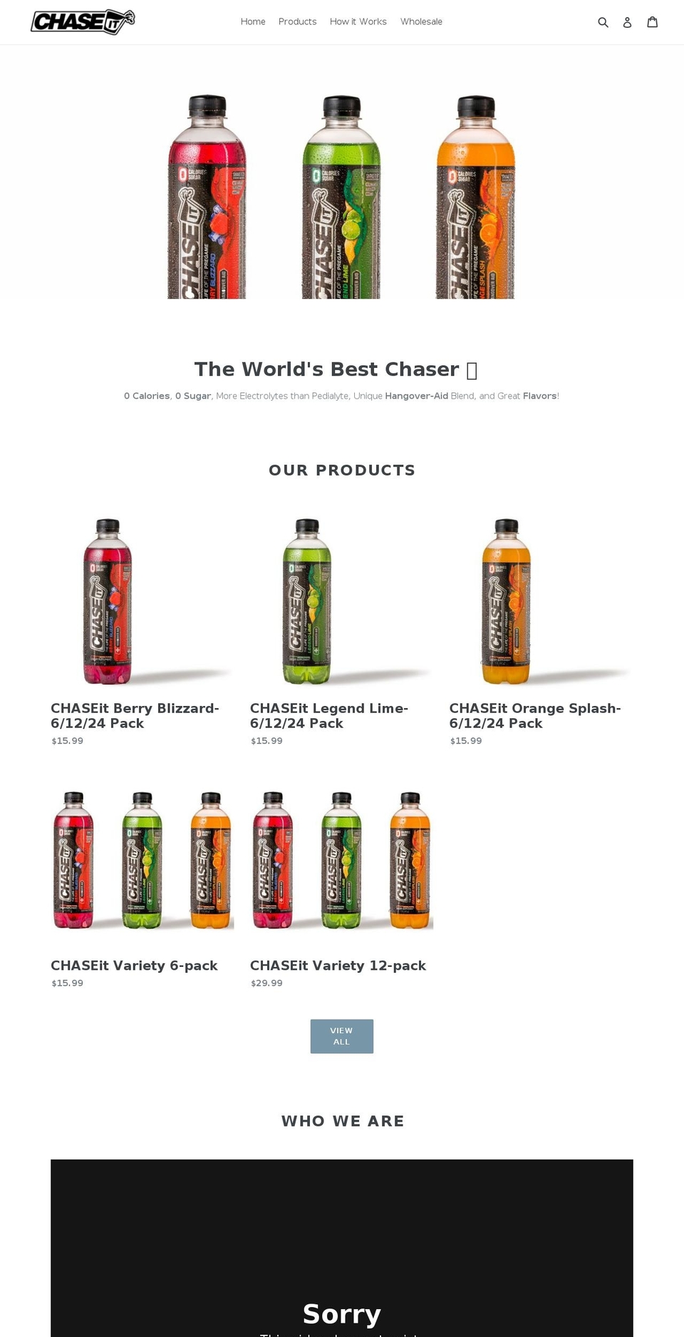 drinkchaseit.com — Shopify storefront screenshot