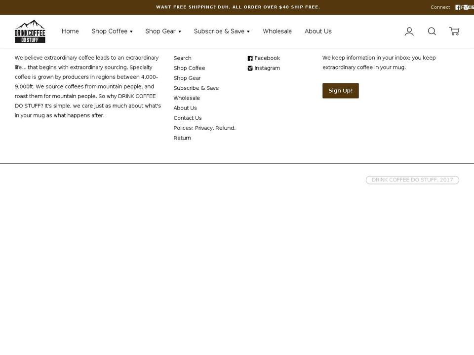 drinkcoffeedostuff.com shopify website screenshot