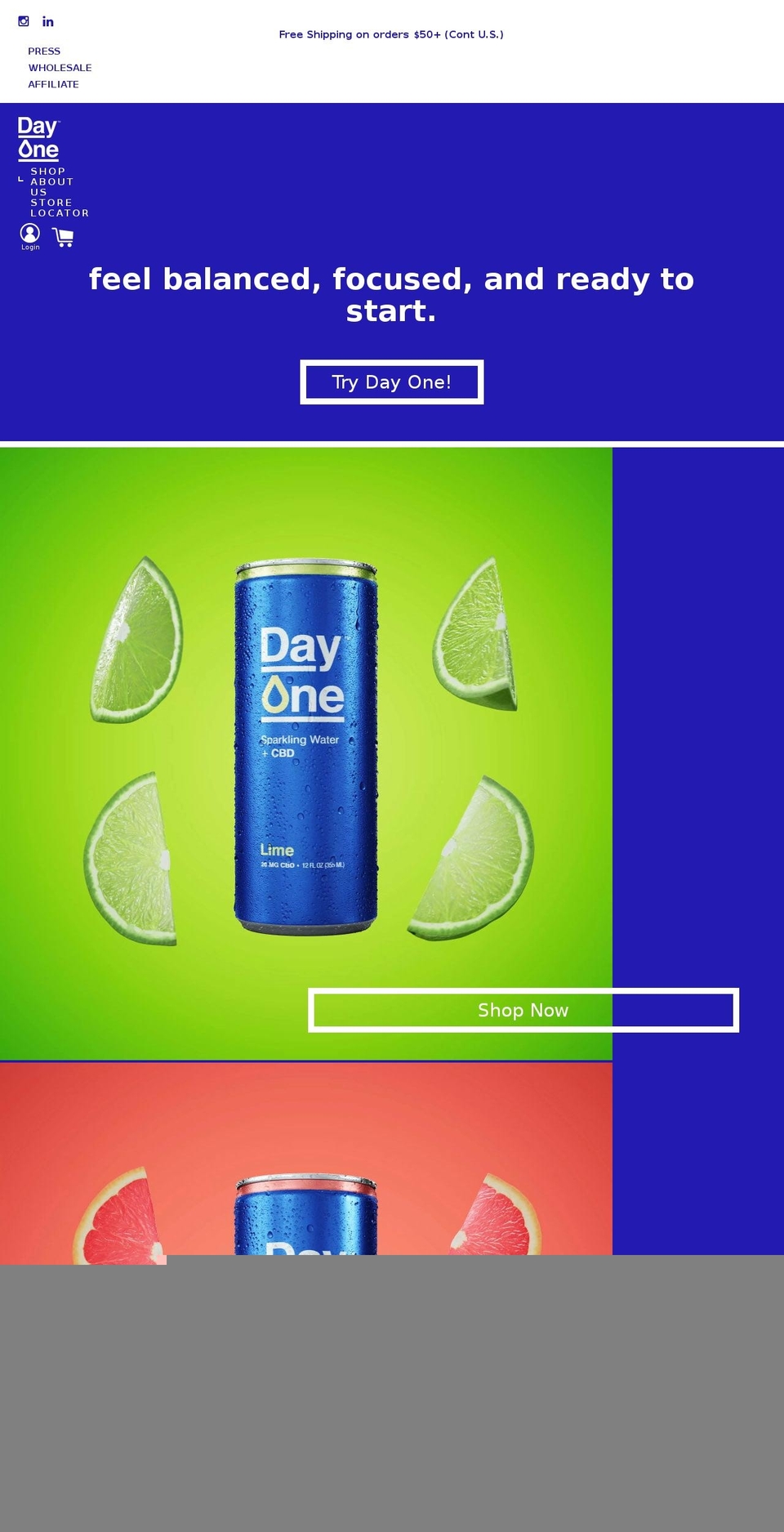 drinkdayone.com shopify website screenshot