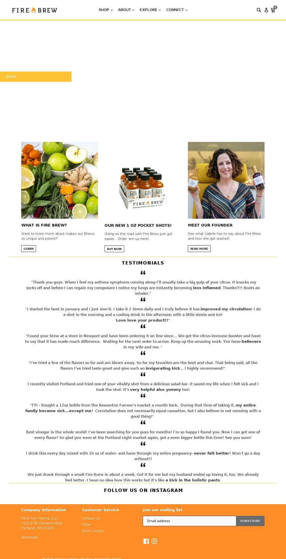 drinkfirebrew.com shopify website screenshot