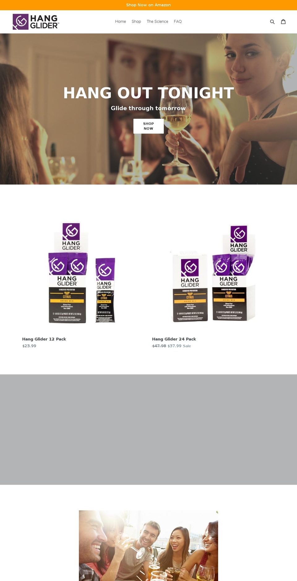 drinkhanglider.com shopify website screenshot