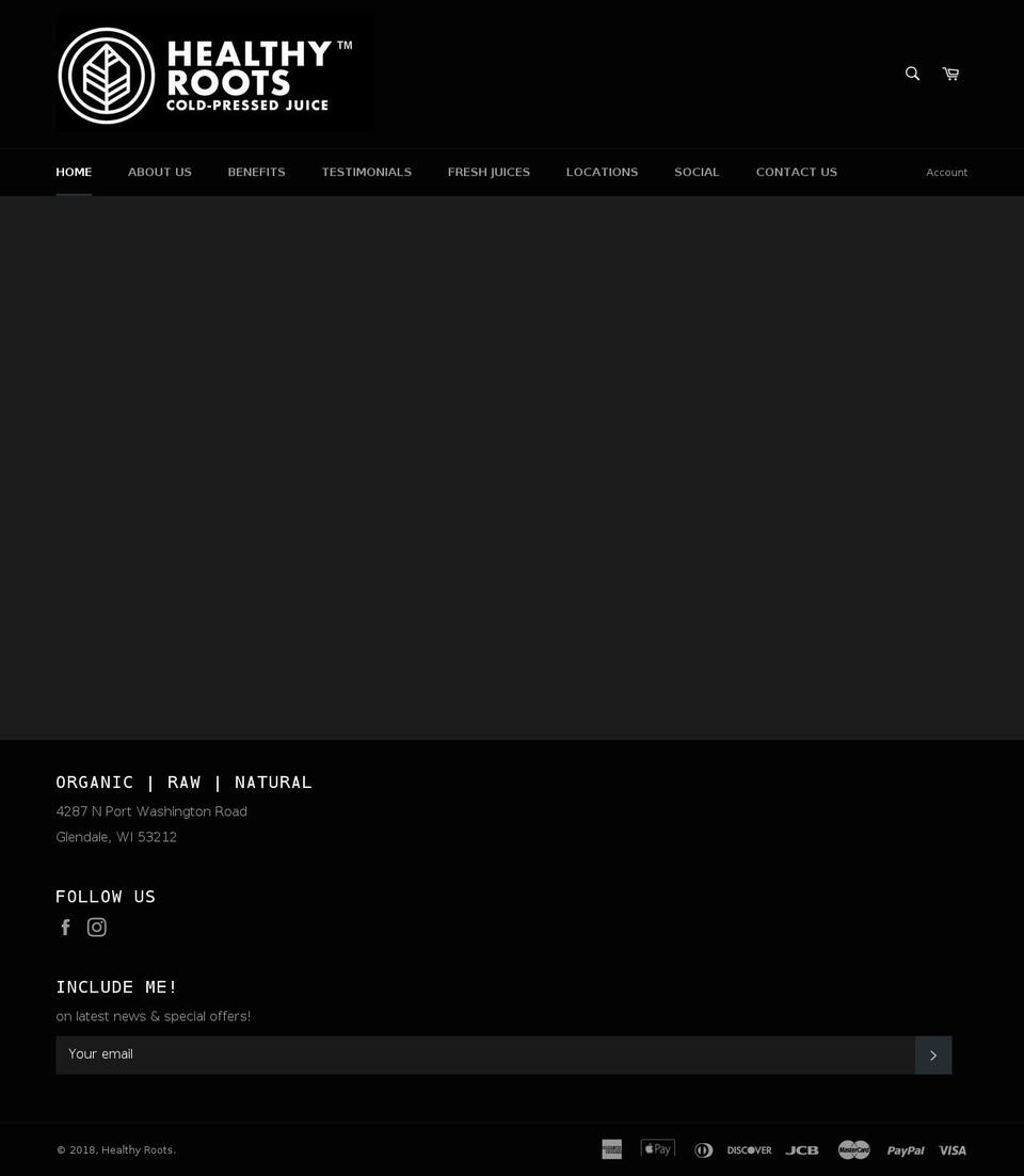 drinkhealthyroots.com — Shopify storefront screenshot