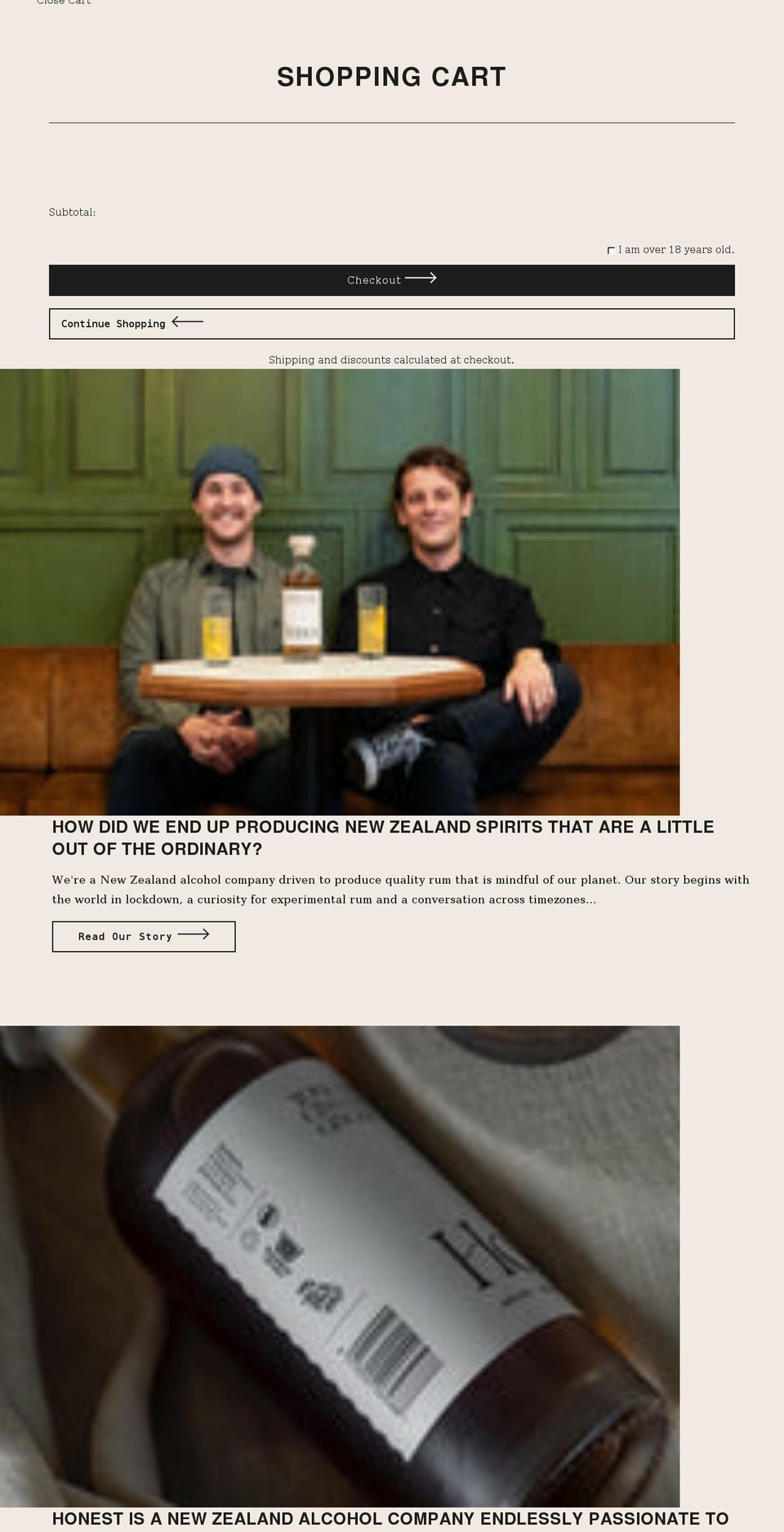 drinkhonest.co.nz shopify website screenshot