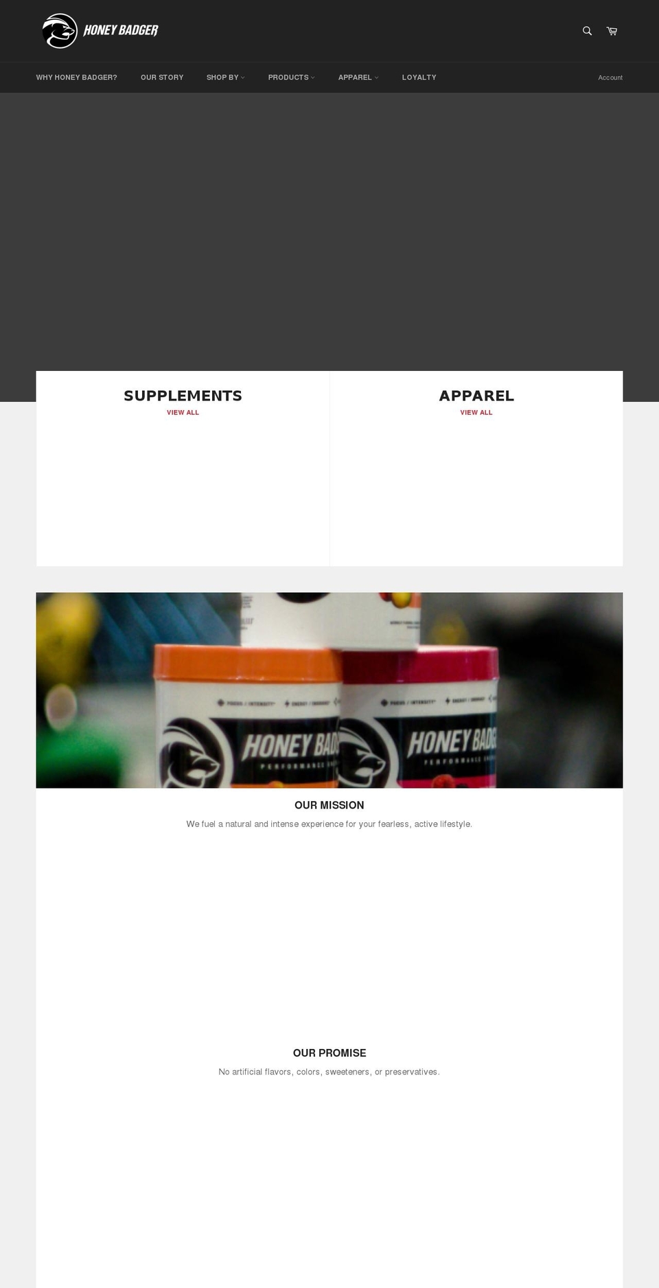 drinkhoneybadger.com shopify website screenshot