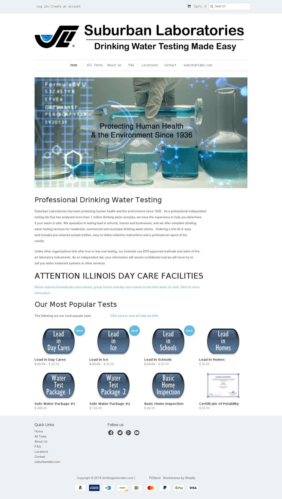 drinkingwaterlab.com — Shopify storefront screenshot