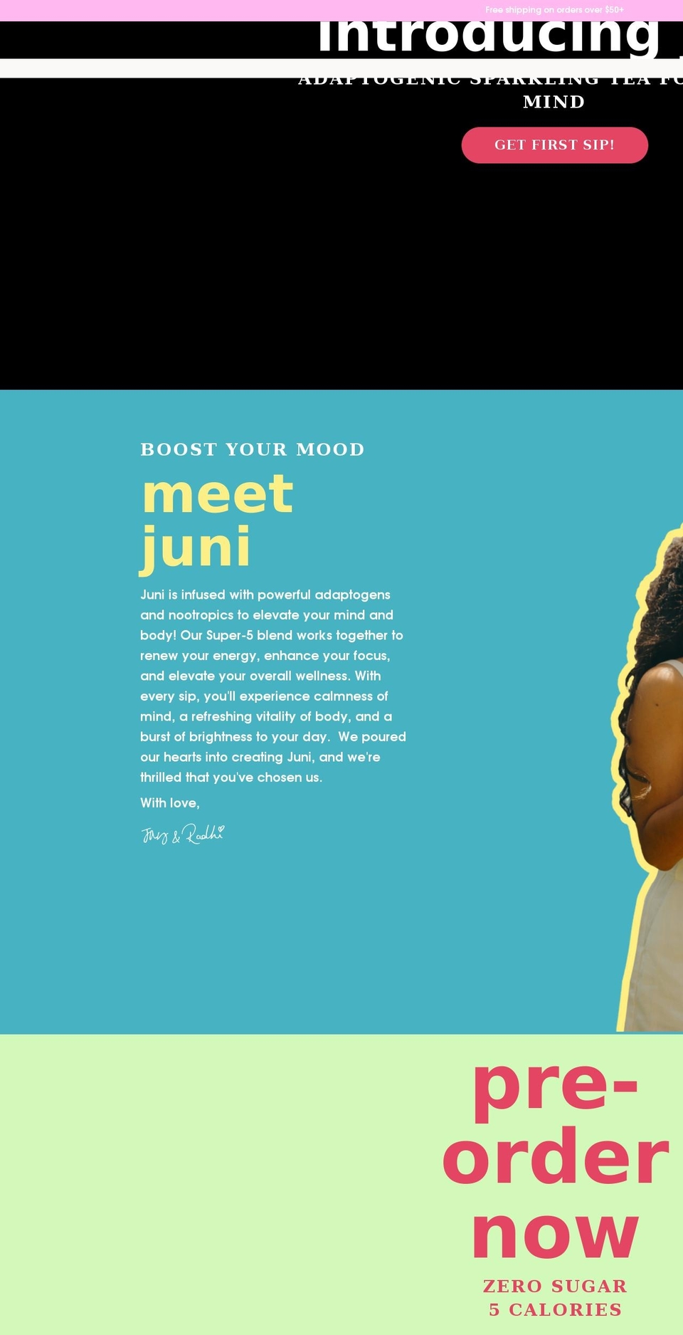 drinkjuni.com shopify website screenshot