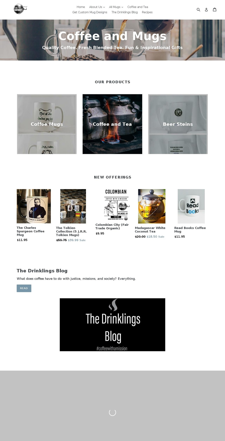 drinklings.org shopify website screenshot