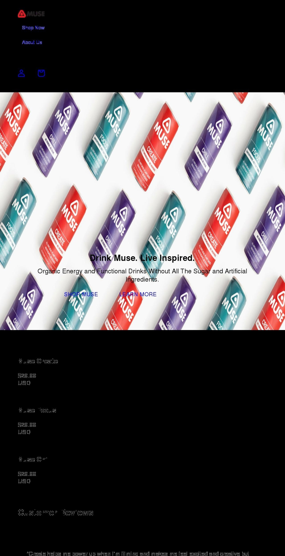 drinkmuse.com shopify website screenshot