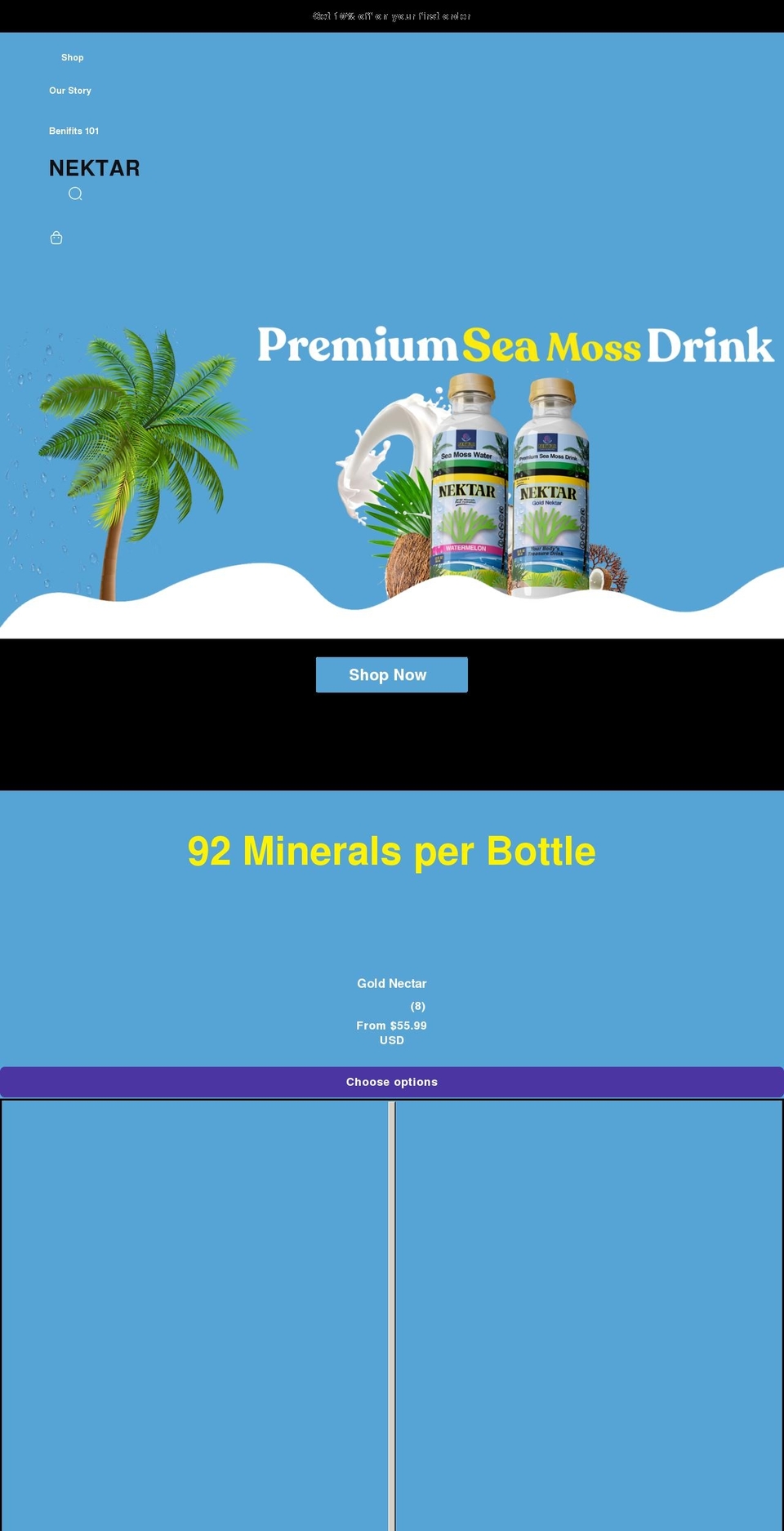 drinknektar.com shopify website screenshot