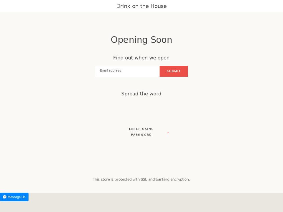 drinkonthehouse.com shopify website screenshot