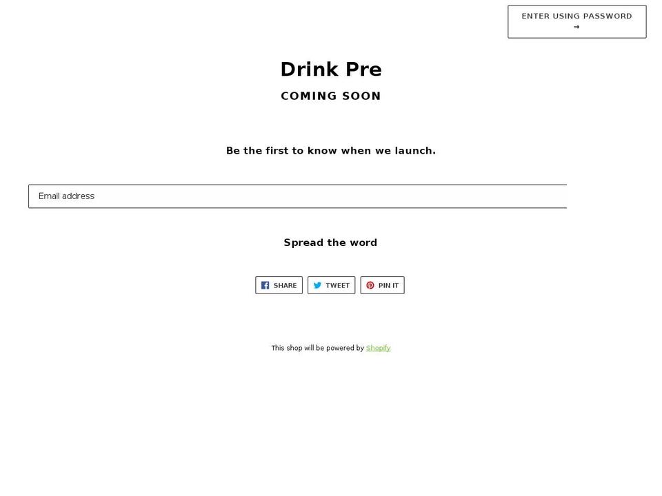 drinkpre.com shopify website screenshot