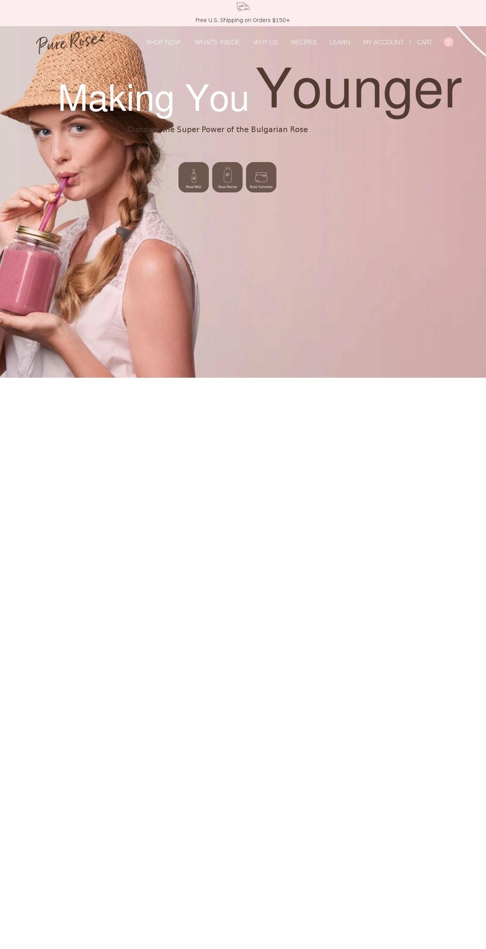 drinkpurerose.com shopify website screenshot