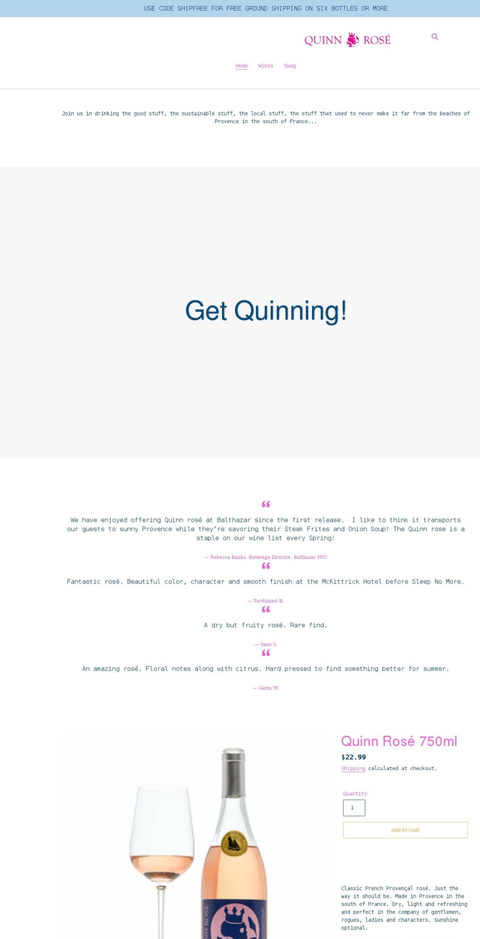 drinkquinn.com shopify website screenshot