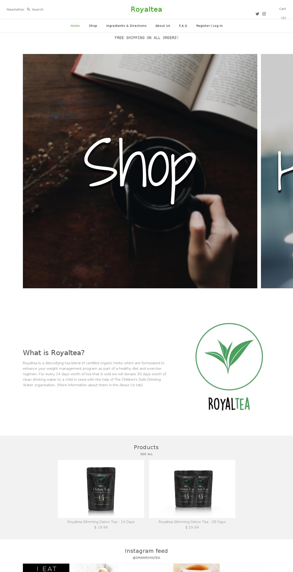 drinkroyaltea.com shopify website screenshot