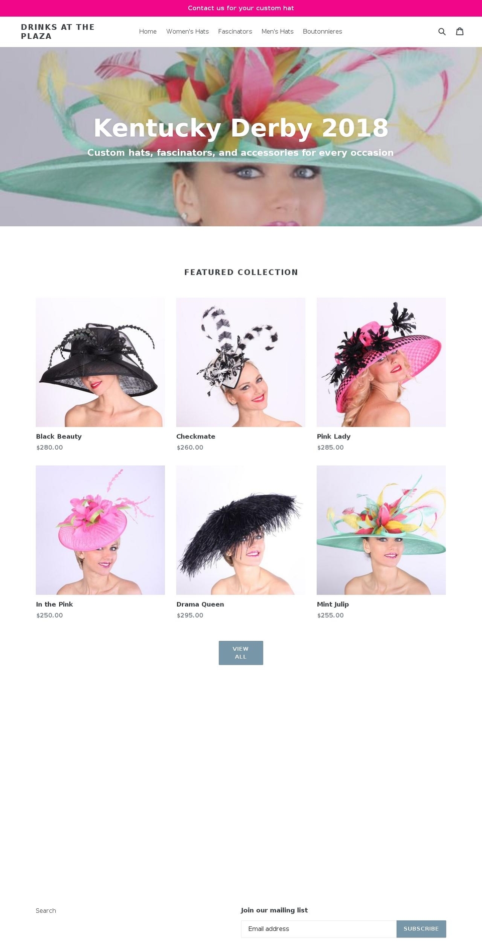 drinksattheplaza.com shopify website screenshot