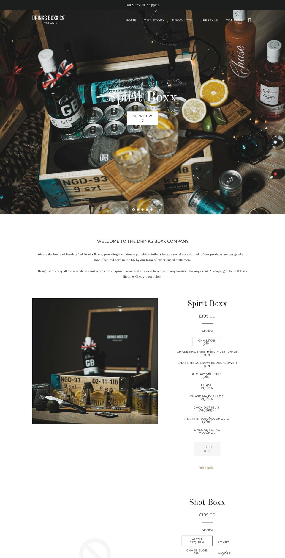 drinksboxx.co.uk shopify website screenshot