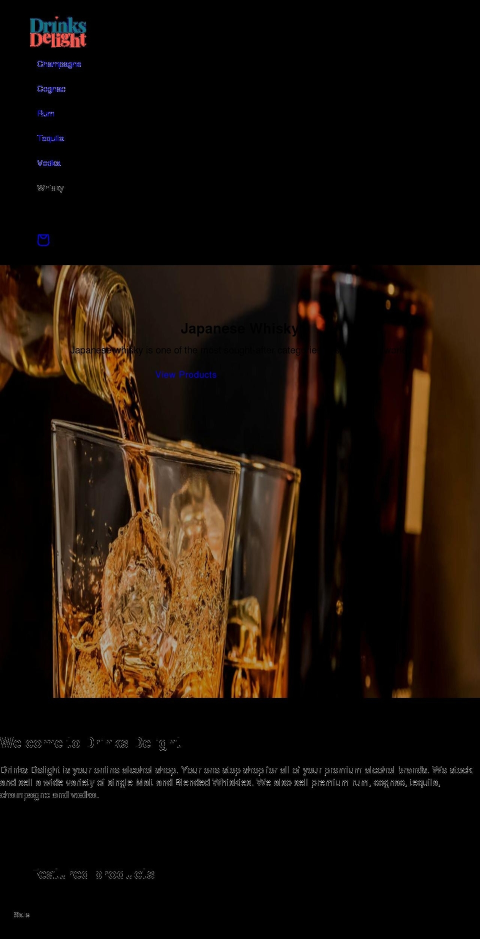 drinksdelight.com shopify website screenshot