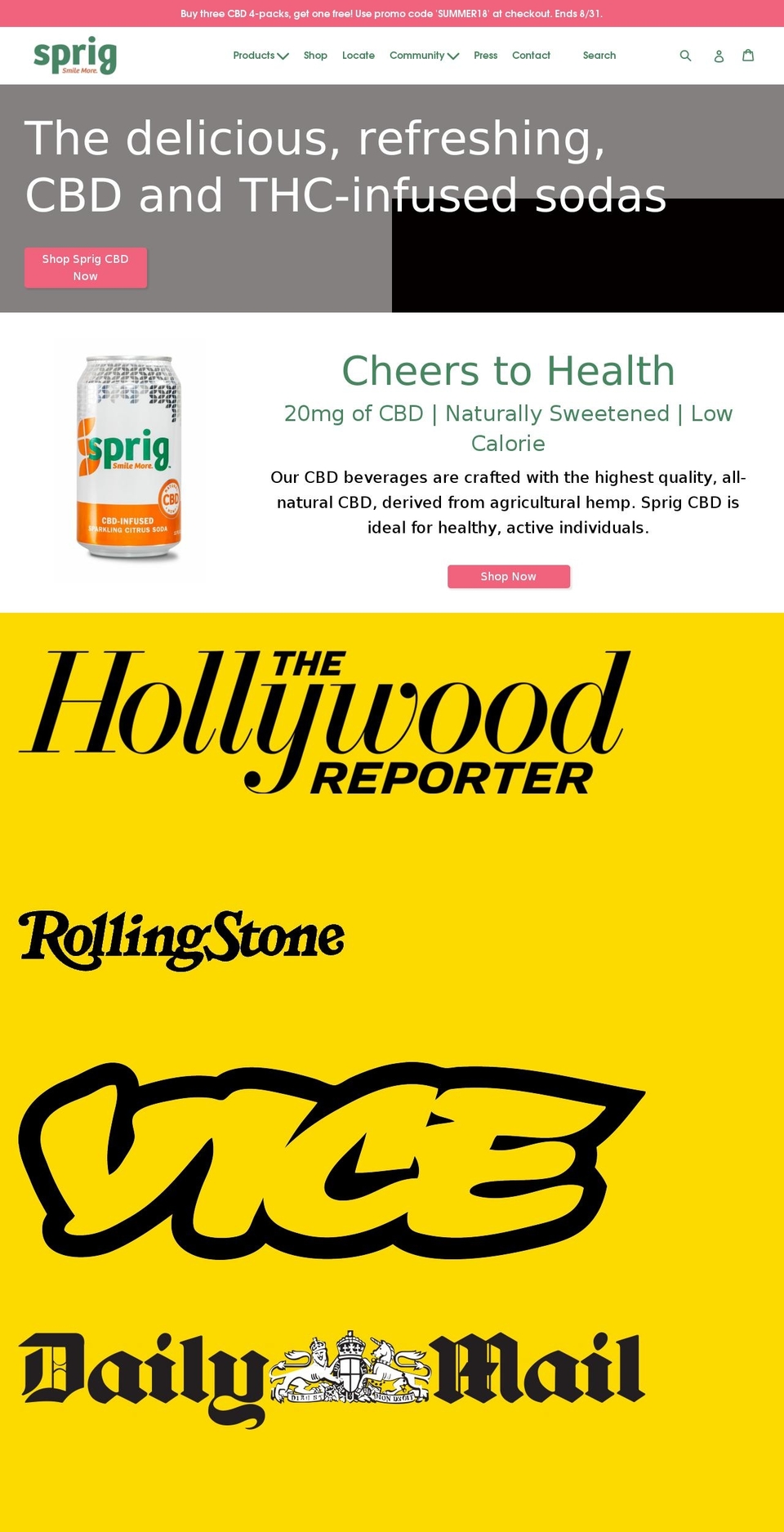 drinksprig.com shopify website screenshot